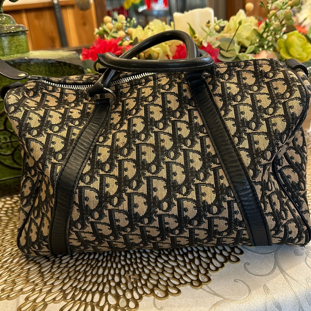 Dior Black and Beige Monogram Tote Bag